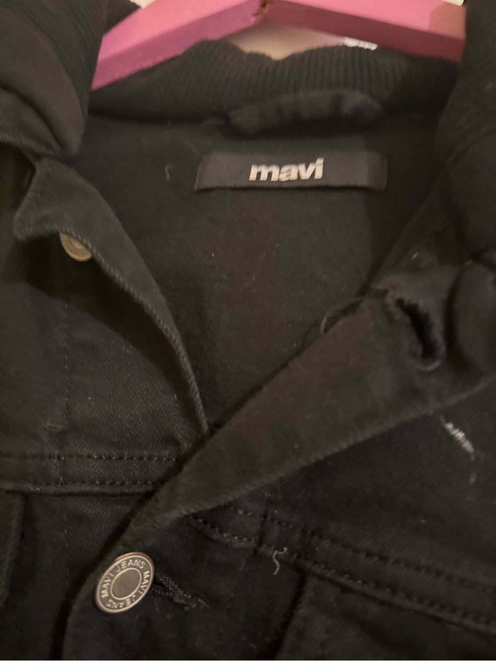 Mavi Black Button-Front Denim Jacket